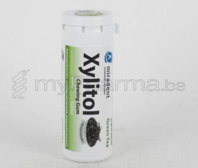 MIRADENT XYLITOL KAUWGOM GROENE THEE 30 ST (voedingssupplement)